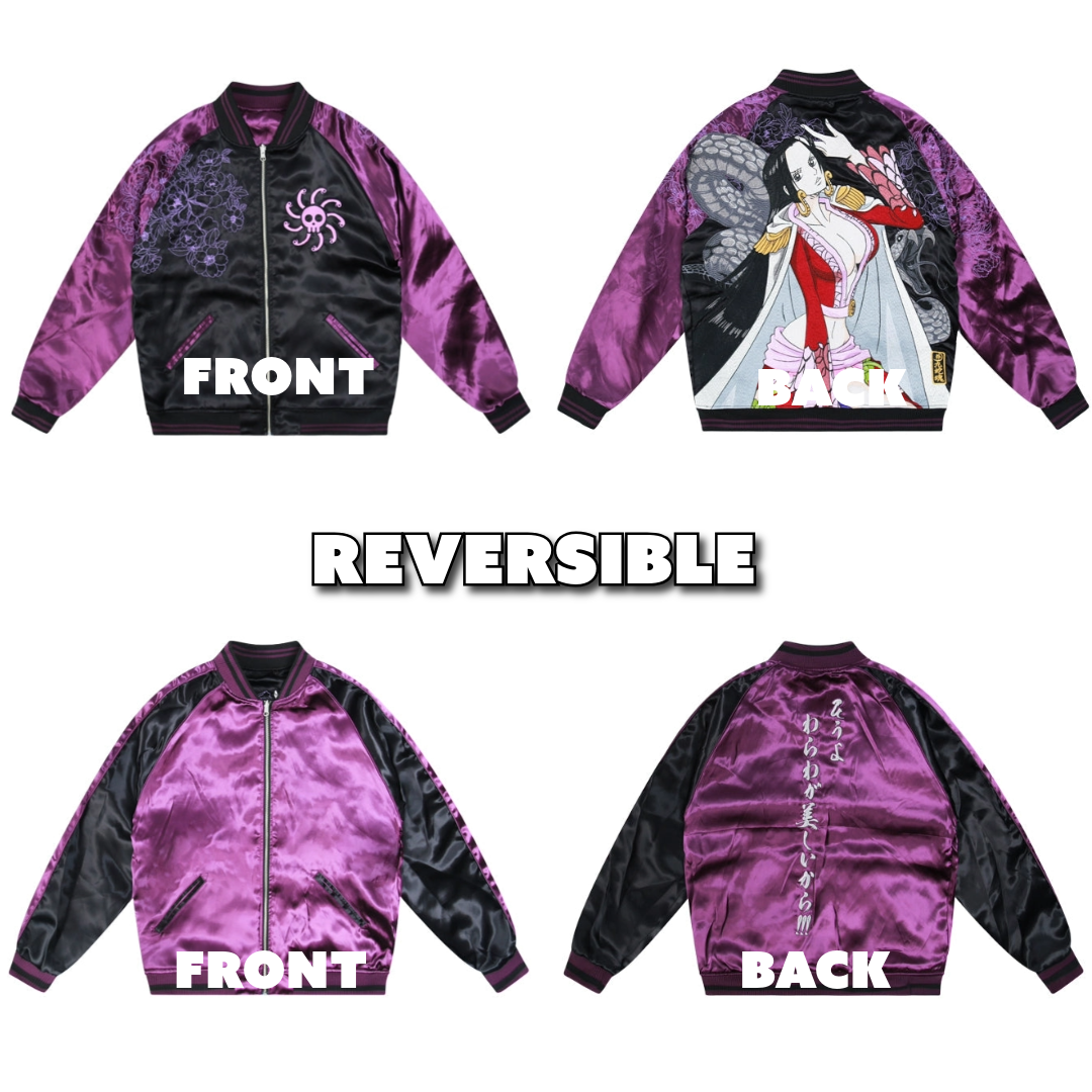 Boa Hancock One Piece Sukajan Souvenir Bomber Jacket (Reversible)