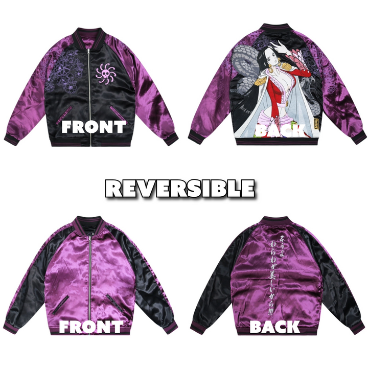 Boa Hancock One Piece Sukajan Souvenir Bomber Jacket (Reversible)