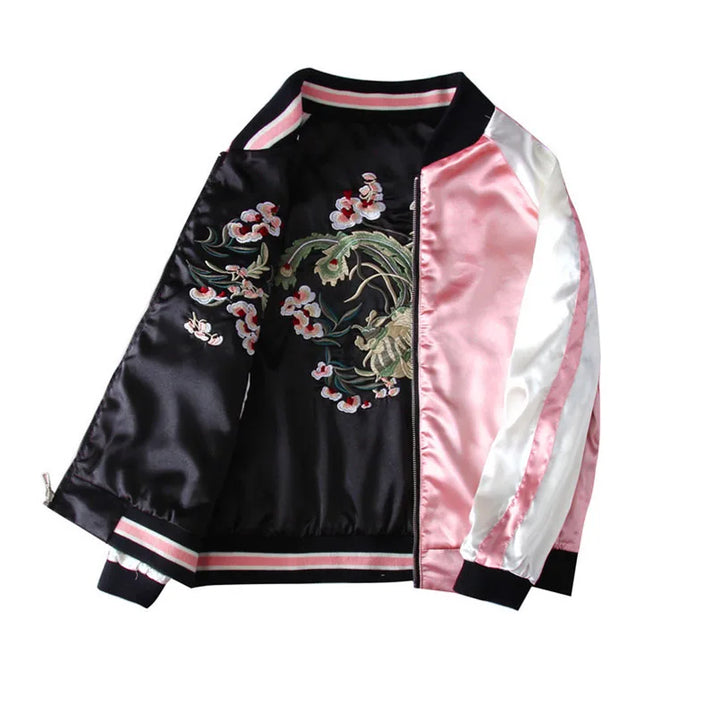 桜の多用途 Blossom Verso Sukajan Souvenir Bomber Jacket