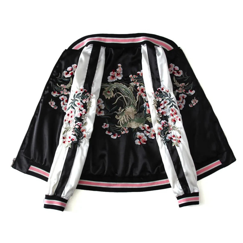 桜の多用途 Blossom Verso Sukajan Souvenir Bomber Jacket