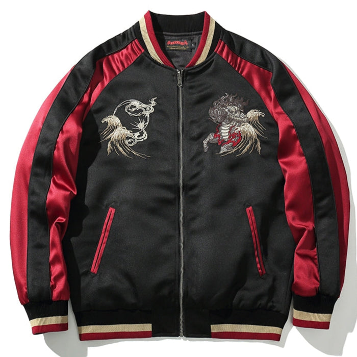 Imperial Kylin Sukajan Souvenir Bomber Jacket front red
