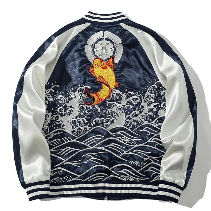 Lotus Koi Surge はす Sukajan Souvenir Bomber Jacket