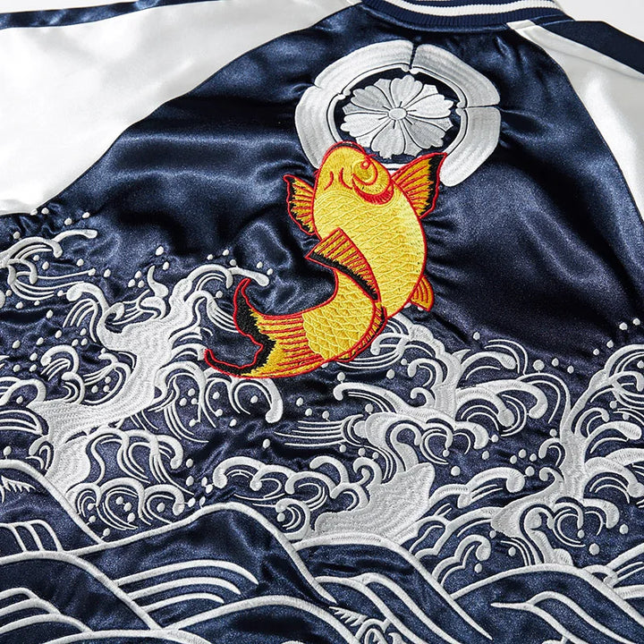 Lotus Koi Surge はす Sukajan Souvenir Bomber Jacket