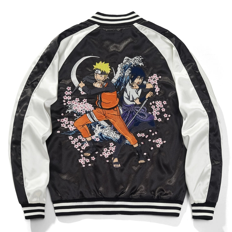 Naruto and sasuke sukajan souvenir bomber jacket Back