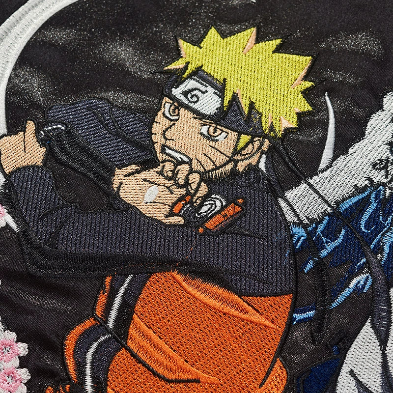 Naruto and sasuke sukajan souvenir bomber jacket Naruto up close