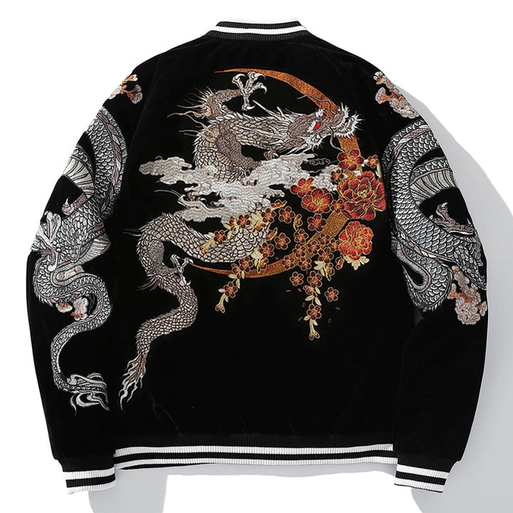 Blouson aviateur souvenir en coton Ryūjin Sakura Sukajan