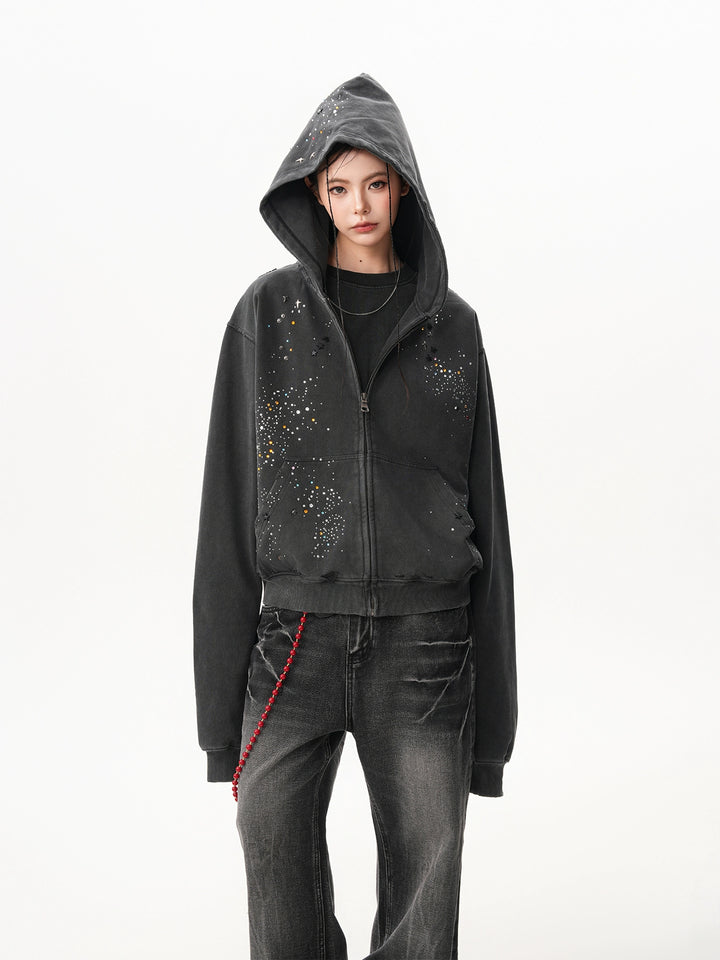 Hoshizora Rhinestone Zip Hoodie