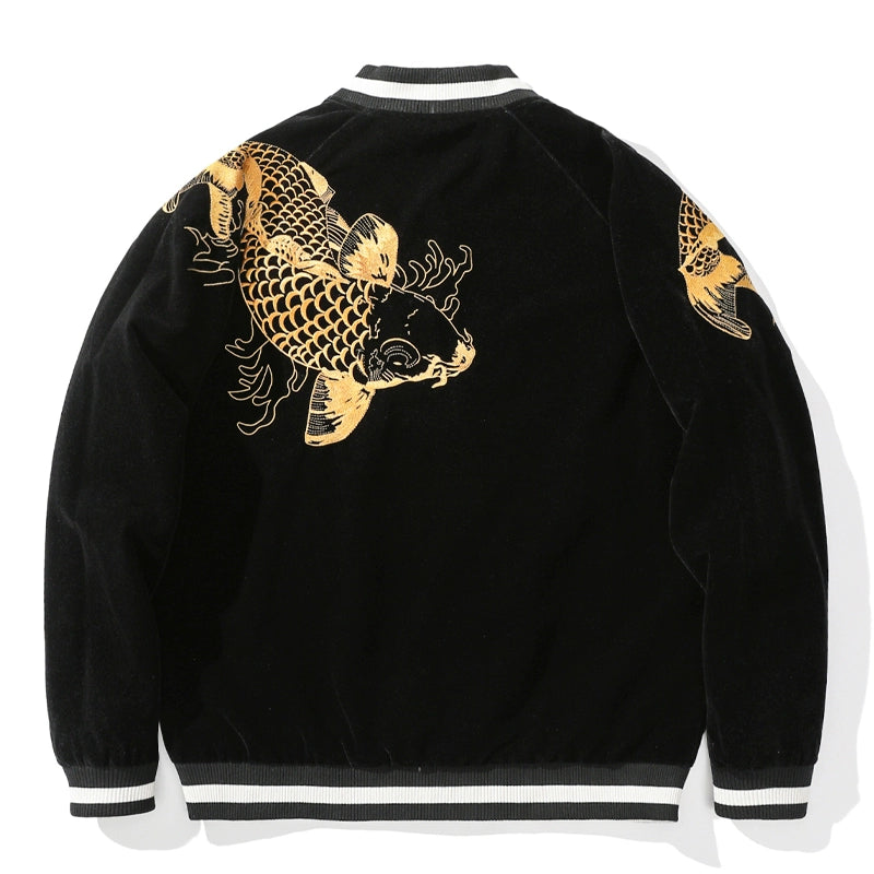 Cherry blossom Dragon Sukajan Souvenir Bomber Jacket (Reverisible)