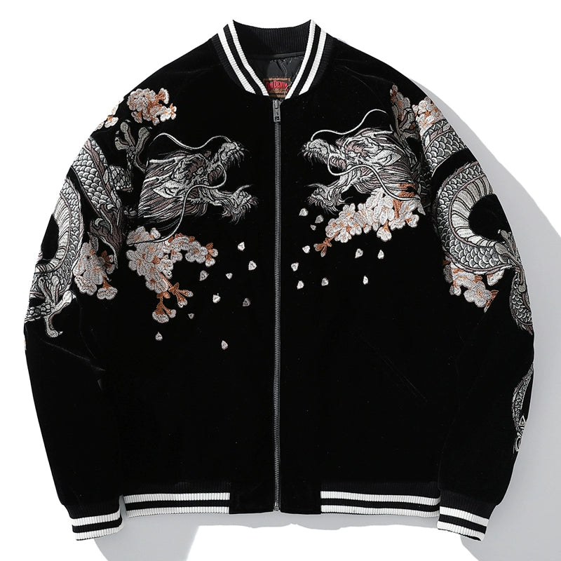 Blouson aviateur souvenir en coton Ryūjin Sakura Sukajan