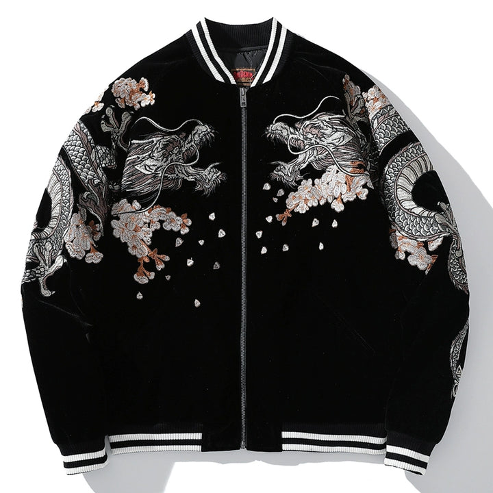 Blouson aviateur souvenir en coton Ryūjin Sakura Sukajan