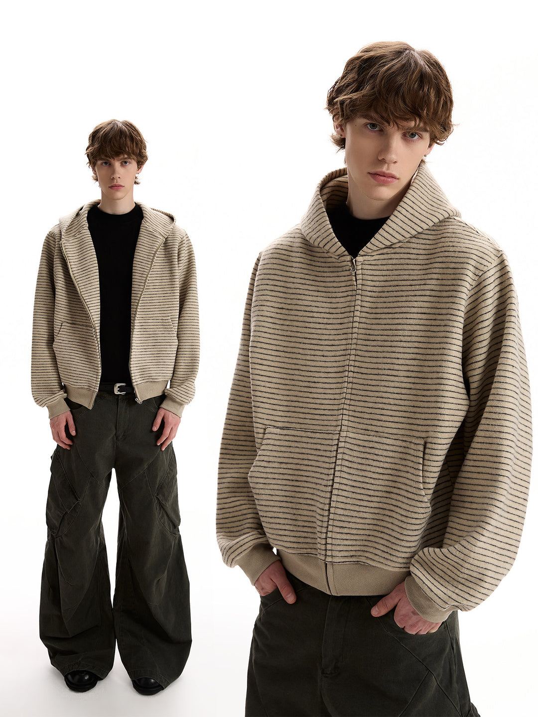 Akiro Striped Hooded Zip Jacket