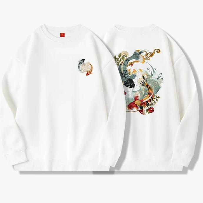 Dual Koi Embroidered Sweatshirt