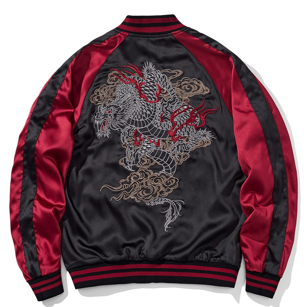 Descending Dragon Sukajan Souvenir Bomber Jacket (Reversible)