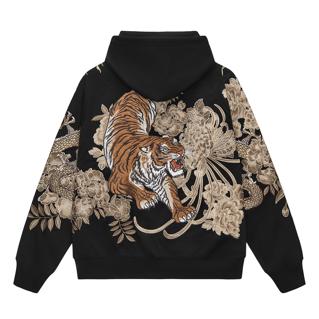 Raijin Tiger Embroidered Hoodie – Shizuka Collective