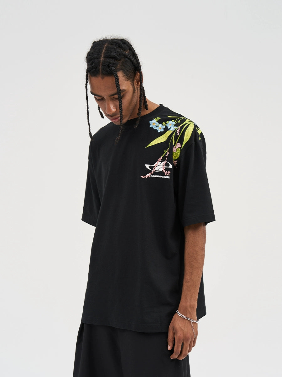 HARSH and CRUEL Floral Embroidered T-shirt