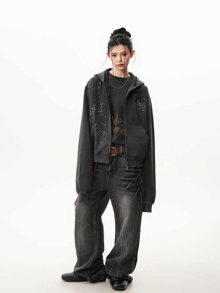 Hoshizora Rhinestone Zip Hoodie