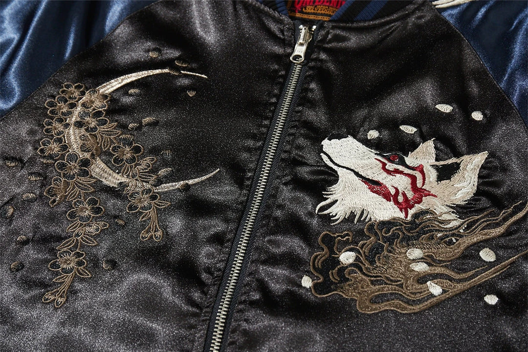 [Limited Edition] Kitsune 九尾の狐 Sukajan Souvenir Bomber Jacket (Navy or Beige)