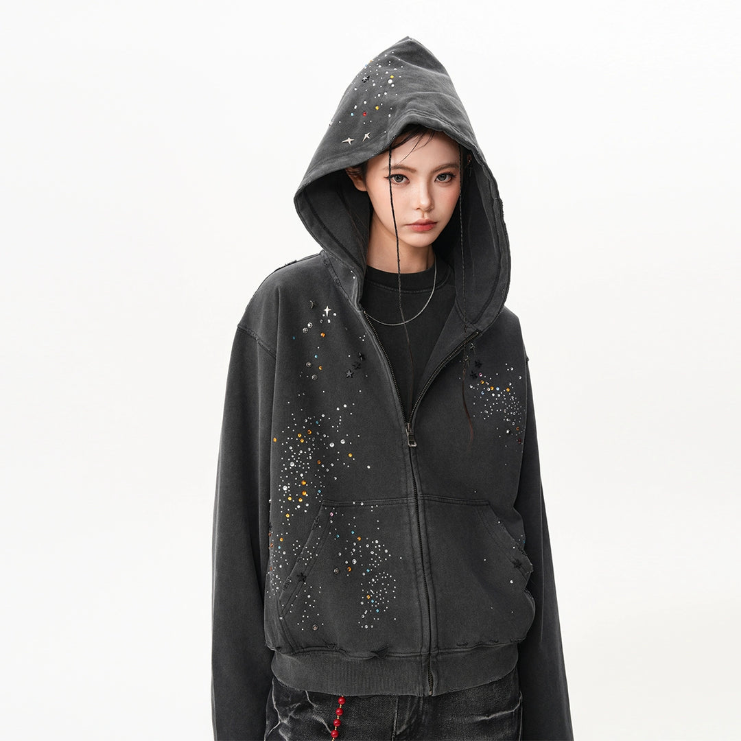 Hoshizora Rhinestone Zip Hoodie
