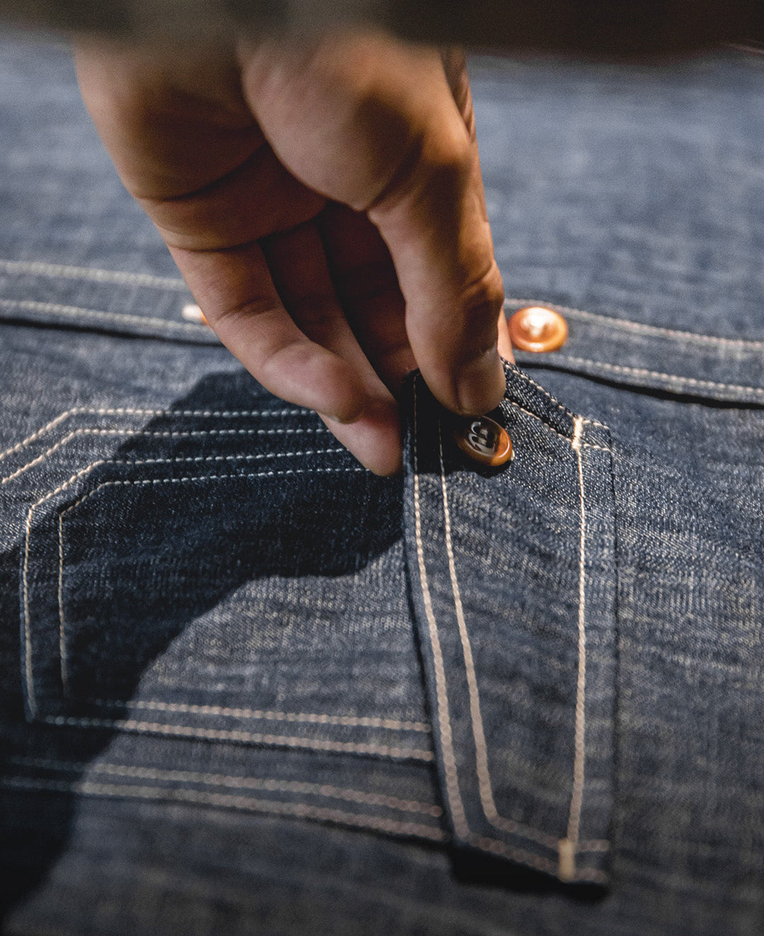 Kurogane Panel-Stitch Denim Shirt