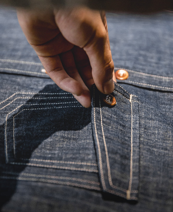 Kurogane Panel-Stitch Denim Shirt