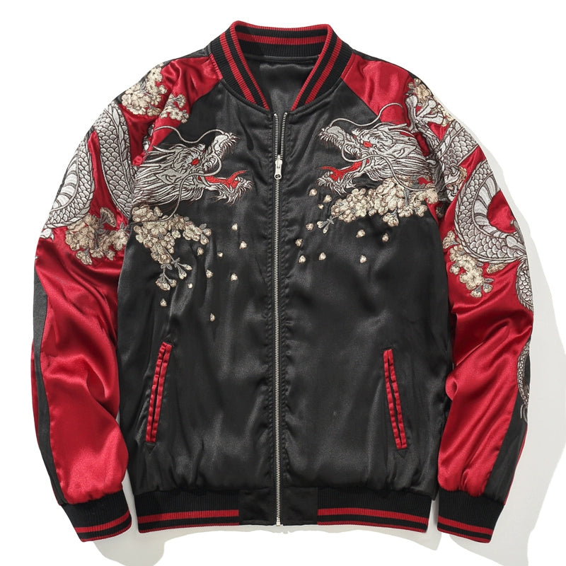 Imperial Dragon Blossom Sukajan Souvenir Bomber Jacket