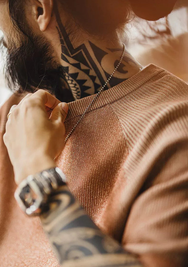 Sandgrain Retro Strick-T-Shirt