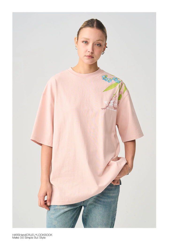 HARSH and CRUEL Floral Embroidered T-shirt