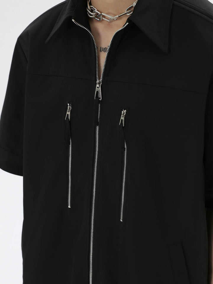 HARH "Obsidian" Original short-sleeved zip-up shirt