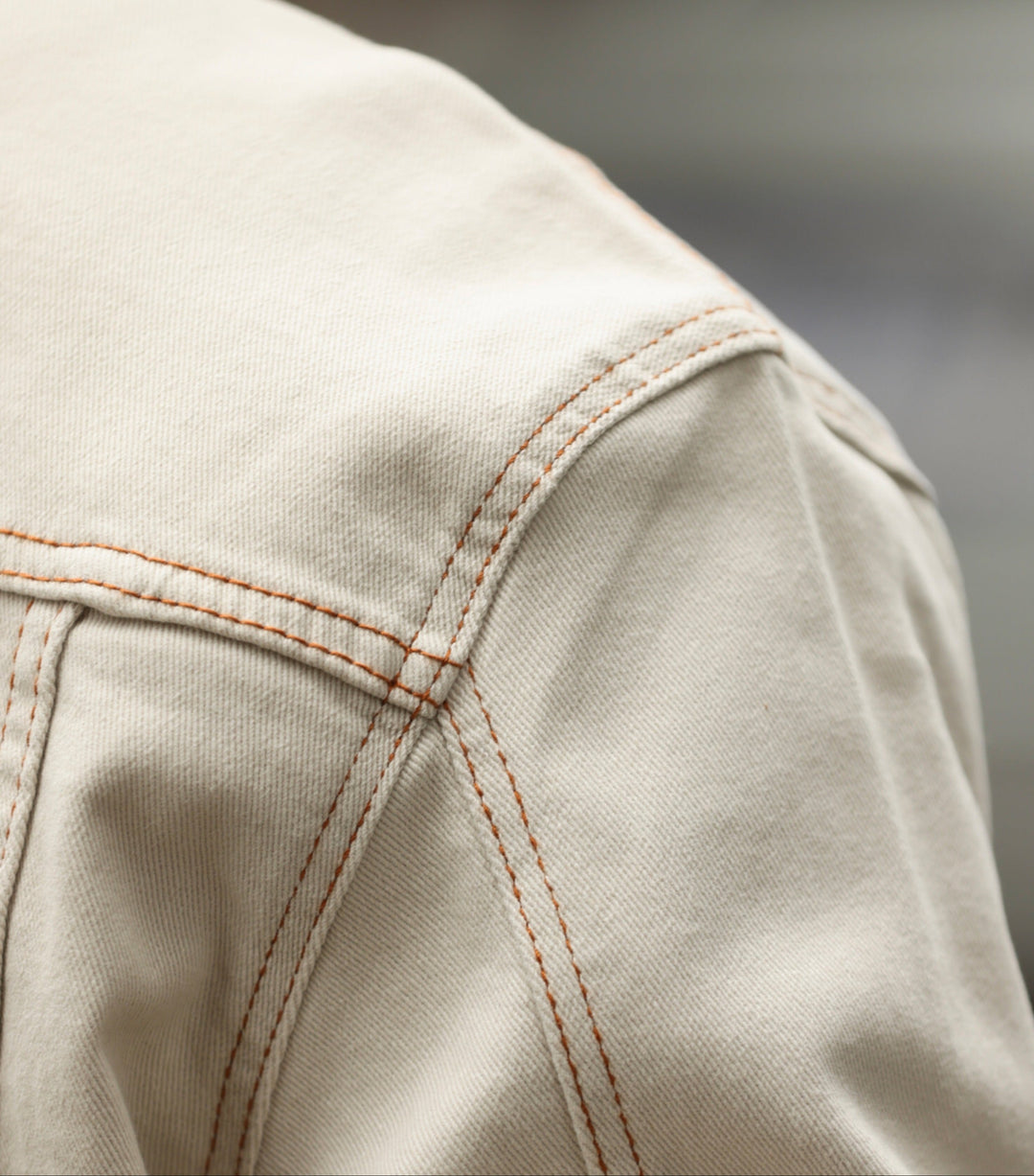 Kobe Canvas Denim Jacket - Cream Stitch