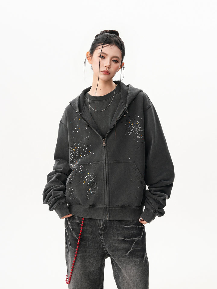 Hoshizora Rhinestone Zip Hoodie