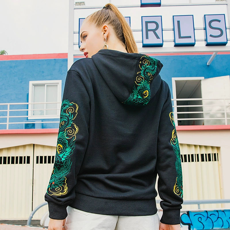 Mystic Dragon Embroidered Hoodie