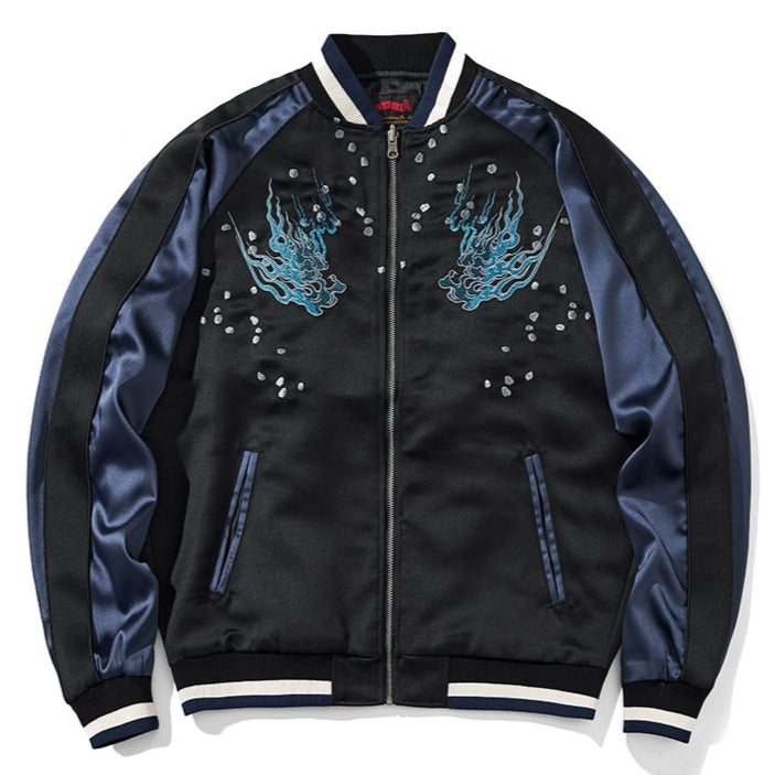Azure Roar Tiger Sukajan Souvenir Bomber Jacket – Shizuka Collective Azure Roar Tiger Sukajan Souvenir Bomber Jacket – Shizuka Collective