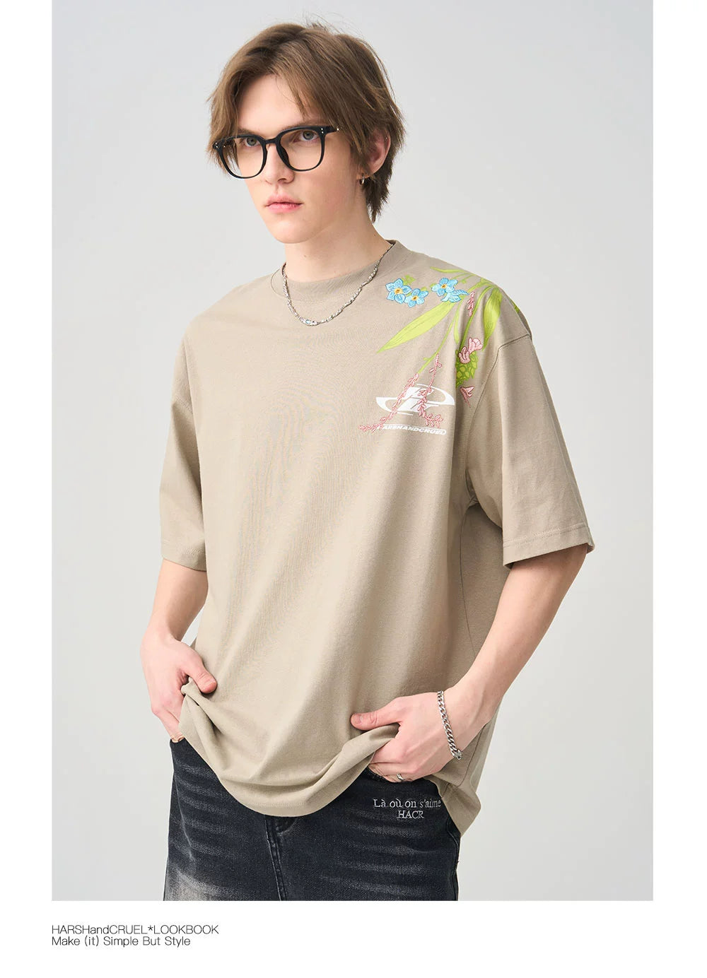 HARSH and CRUEL Floral Embroidered T-shirt