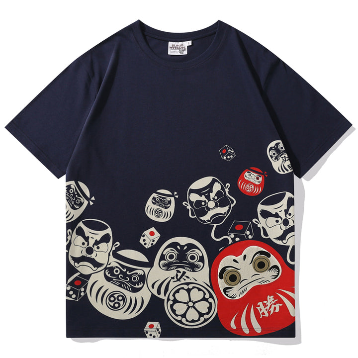 Fukujin Doraku Daruma Print T-Shirt
