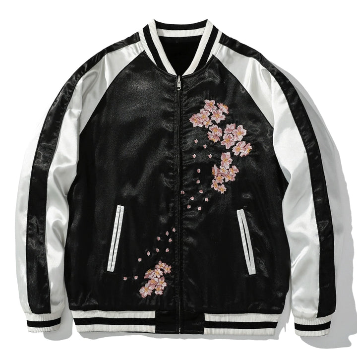 Cherry blossom Dragon Sukajan Souvenir Bomber Jacket (Reverisible)