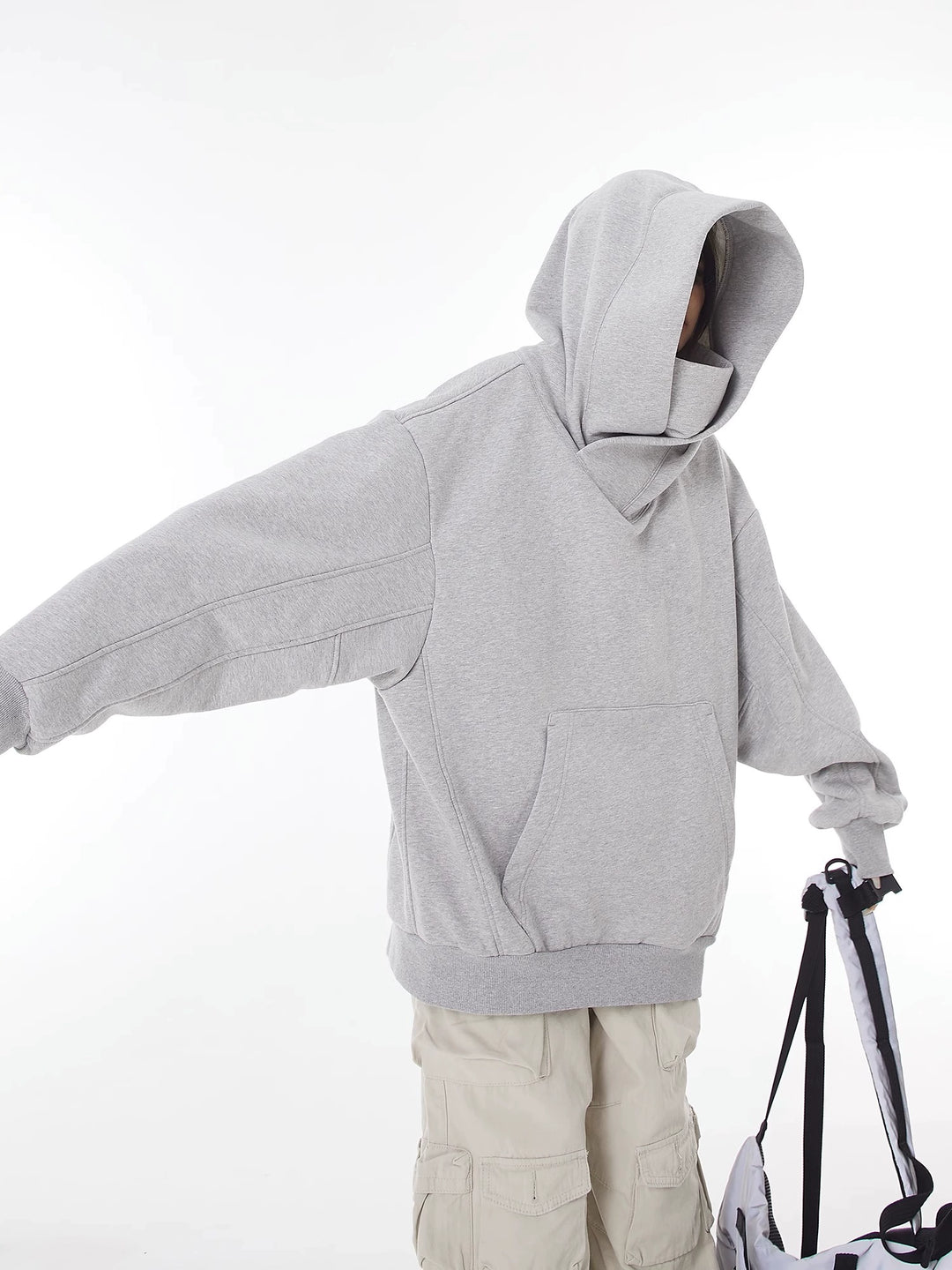 【THE SHISHIKUI】PULL OVER / GREIGE Double Neckline Hoodie – Shizuka Collective