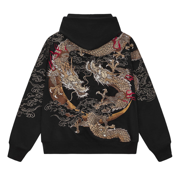Ryūjin Dual Dragon Embroidered Hoodie