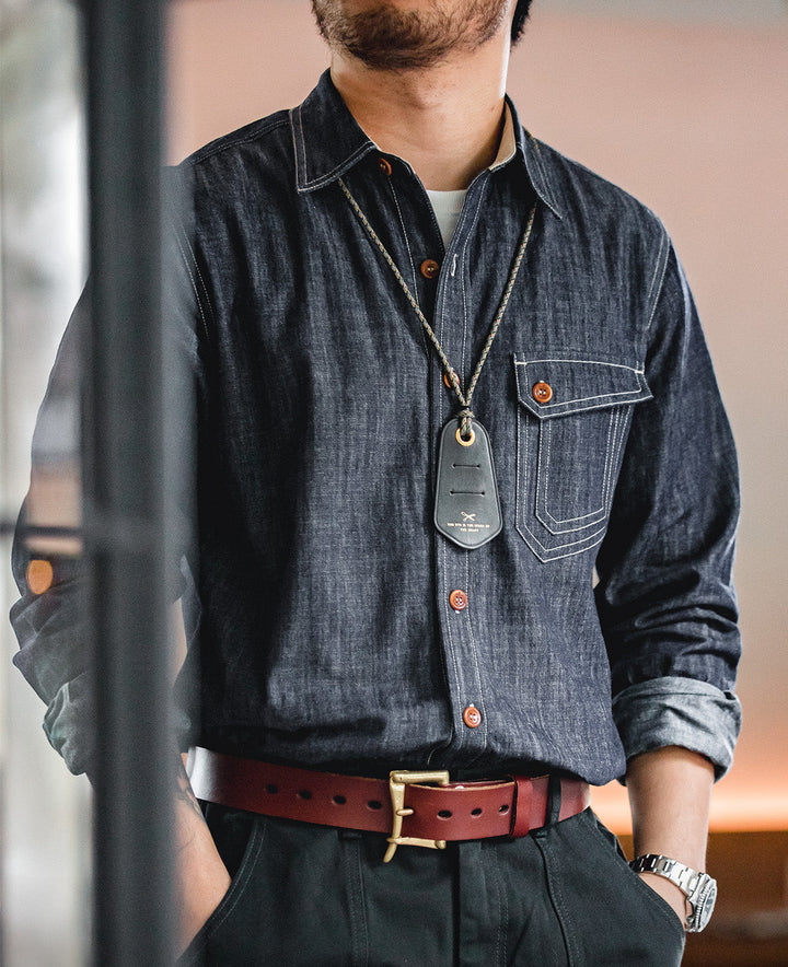 Kurogane Panel-Stitch Denim Shirt
