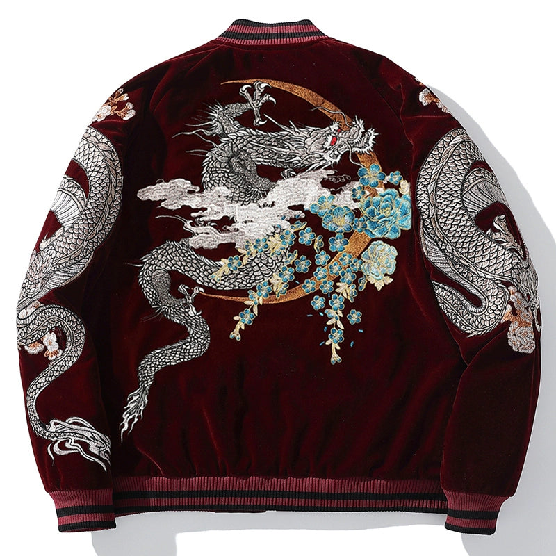 Blouson aviateur souvenir en coton Ryūjin Sakura Sukajan