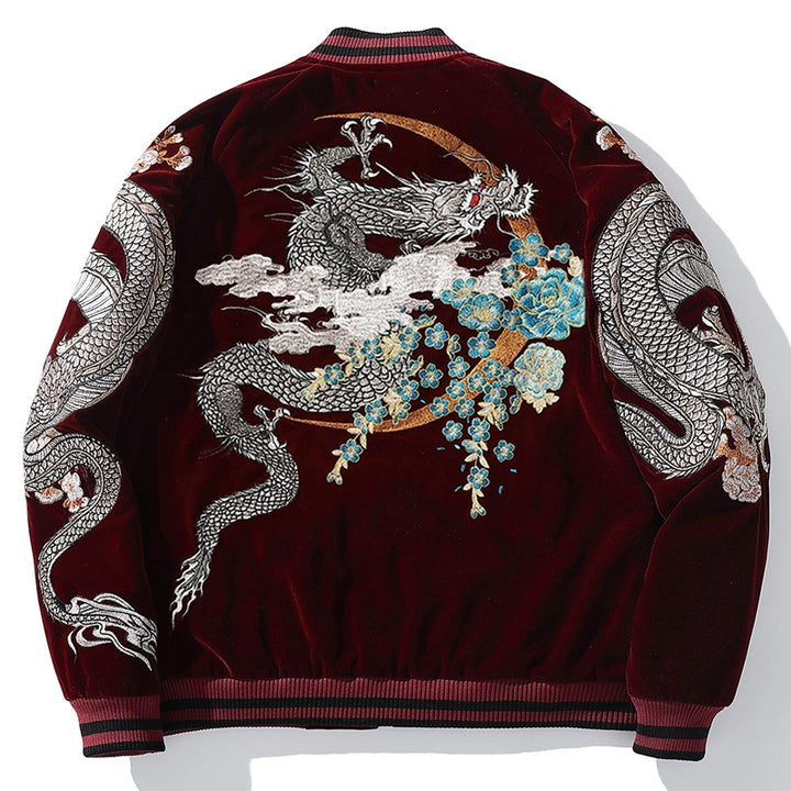 Blouson aviateur souvenir en coton Ryūjin Sakura Sukajan