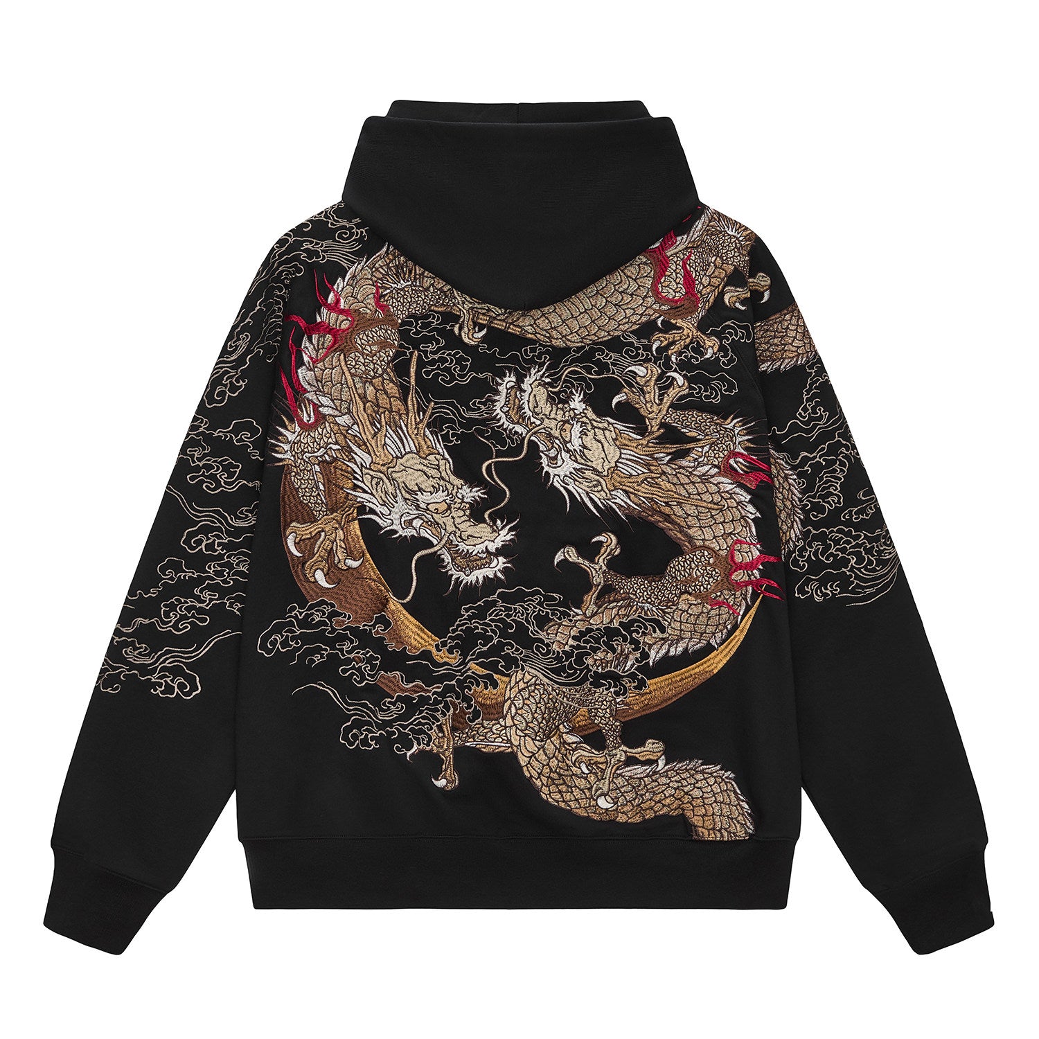 Ryūjin Dual Dragon Embroidered Hoodie – Shizuka Collective