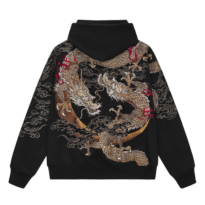 Ryūjin Dual Dragon Embroidered Hoodie