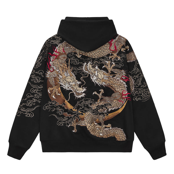 Ryūjin Dual Dragon Embroidered Hoodie – Shizuka Collective