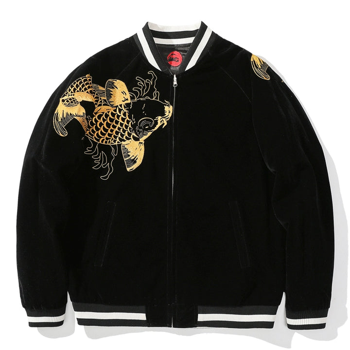 Cherry blossom Dragon Sukajan Souvenir Bomber Jacket (Reverisible)