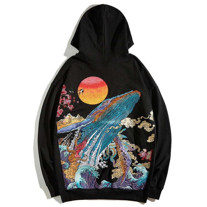 鯨 Kujira Embroidered Hoodie