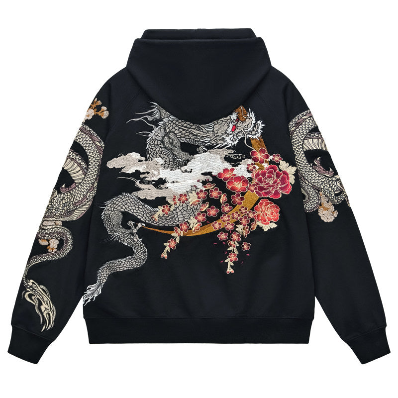 Ryūjin Dual Dragon Embroidered Hoodie – Shizuka Collective