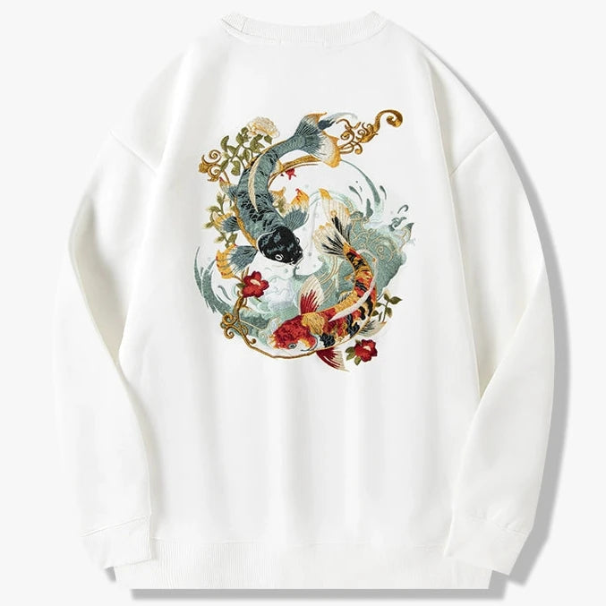 Dual Koi Embroidered Sweatshirt