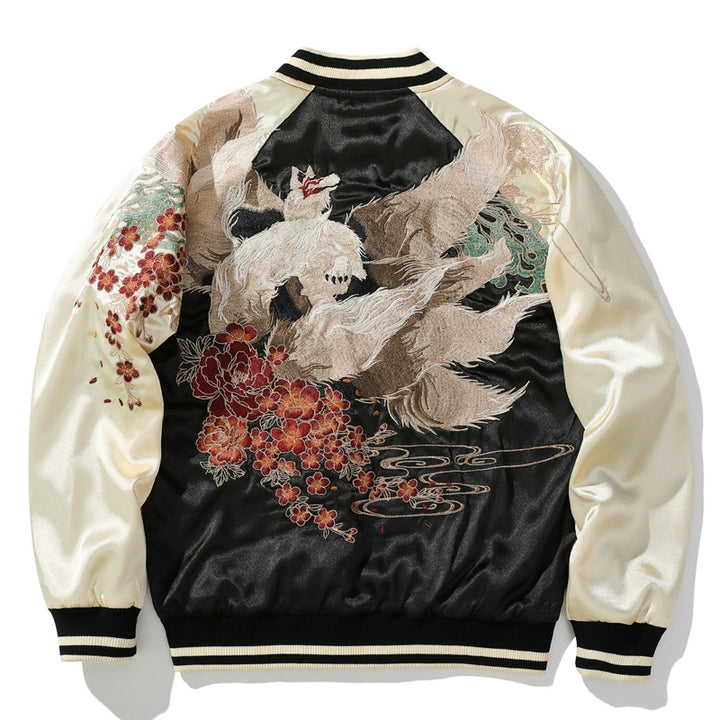 [Limited Edition] Kitsune 九尾の狐 Sukajan Souvenir Bomber Jacket (Navy or Beige)