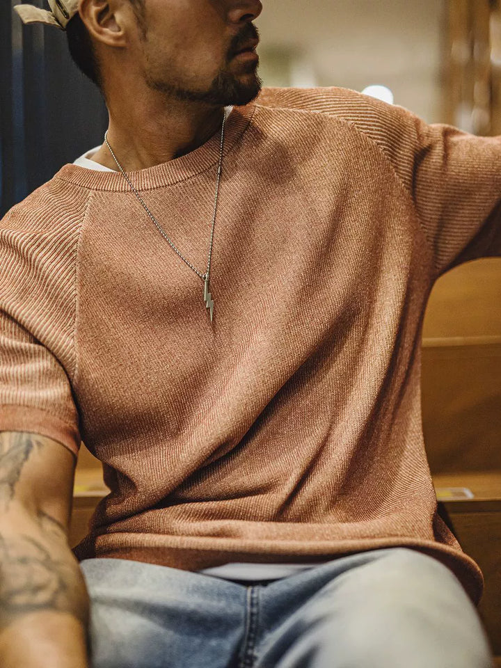 Sandgrain Retro Strick-T-Shirt