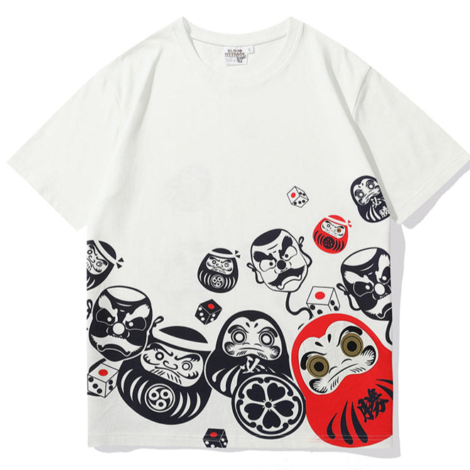 Fukujin Doraku Daruma Print T-Shirt